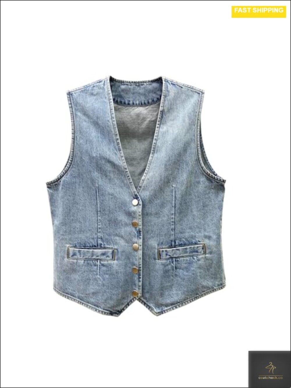 Women's Sleeveless Denim Vest V-Neck Snap Button Casual Cotton Jean Vest